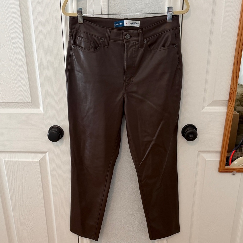 Old Navy Chocolate Faux Leather Trousers